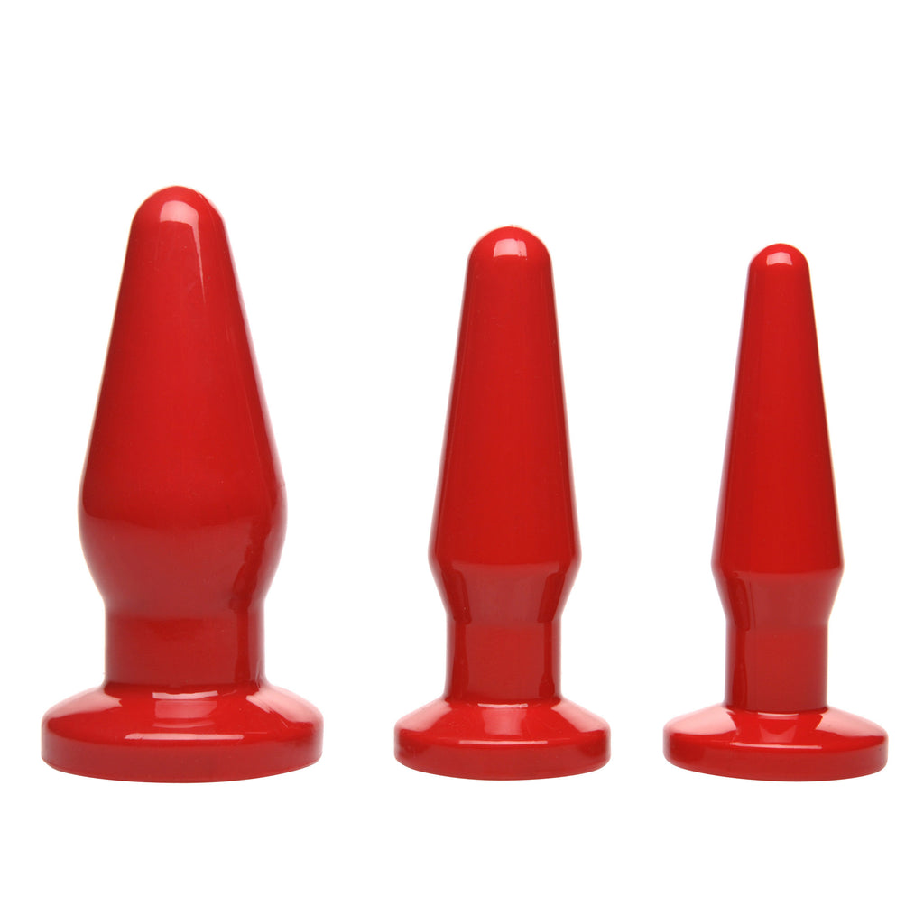 Red Anal Plugs 3 Piece Kit