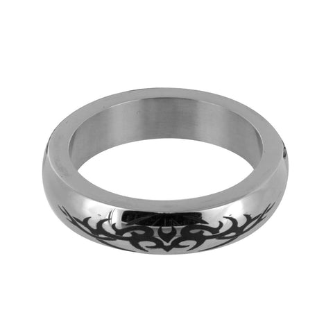 Stainless Steel Cock Ring with Tribal Design