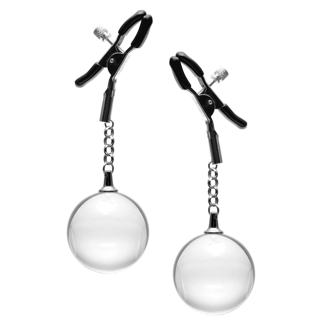 Spheres Adjustable Nipple Clamps with Weighted Clear Orbs