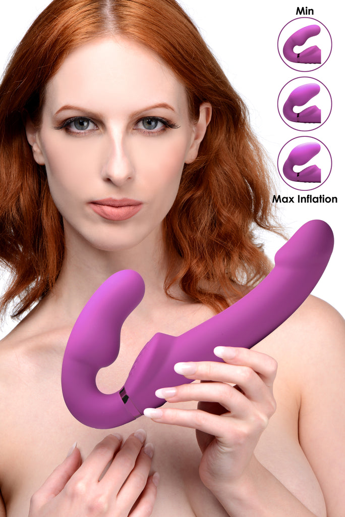 Worlds First Remote Control Inflatable Vibrating Silicone Strapless Strap-On